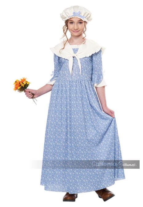 Colonial Village Girl - Blue/White - Costume - Girls - 2 Sizes