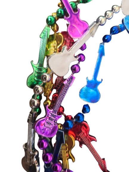 Rainbow Guitar Bead Necklace - Mardi Gras - Pride - Costume Accessory