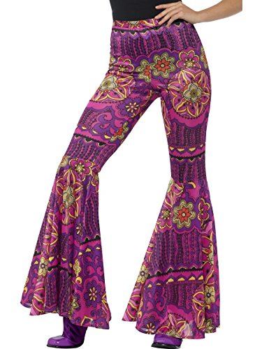 Flared Psychedelic Pants - 60's-70's - Pink Floral - Women - 2 Sizes