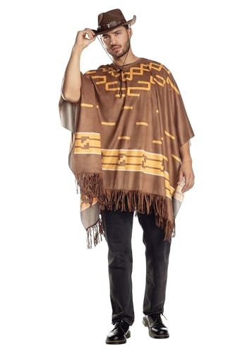 Cowboy Poncho - Brown - Western - Costume Accessory - Adult One Size