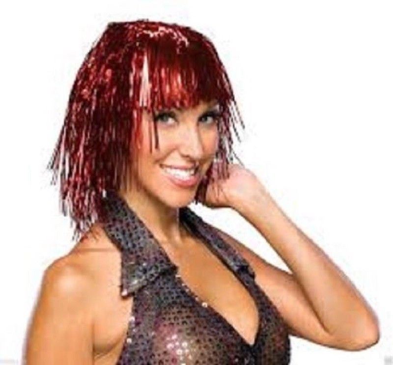 Tinsel Wig - Christmas - Red - Cosplay - Costume Accessory - One Size