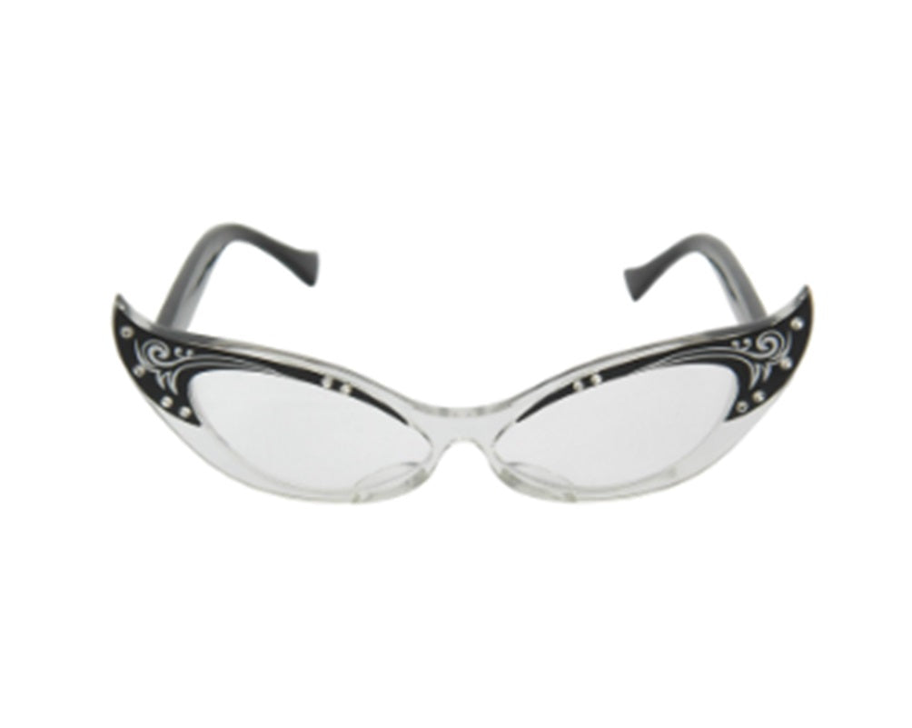 Cat Eye Rhinestone Glasses Grease 50's Costume Accessories