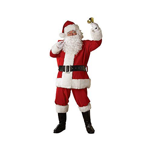 Twill Santa Suit - 10 Piece Set - Wig & Beard - Costume - Men - 2 Sizes