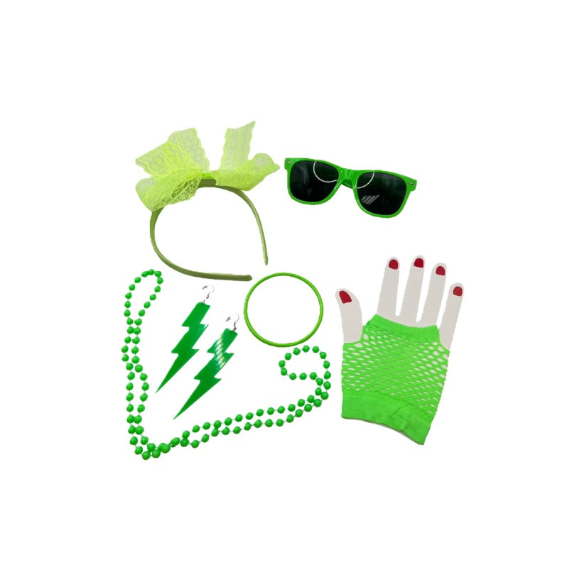 Neon Green 80's Kit - 9 Pieces - St Patrick's Day - Costume Accessories
