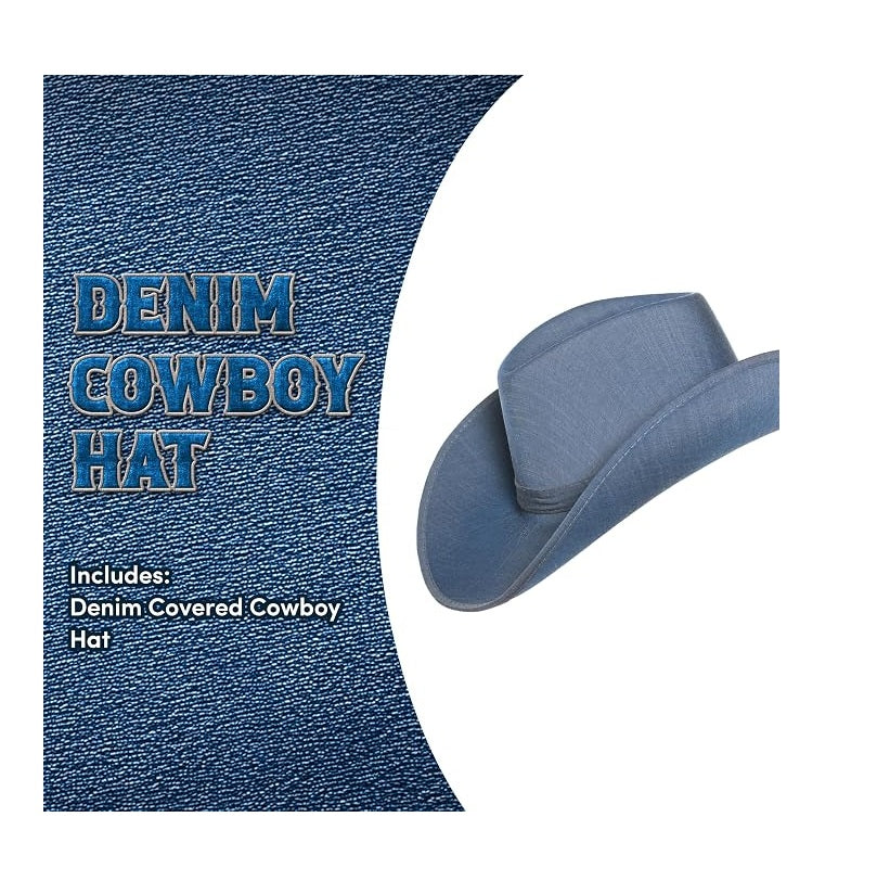 Denim Look Cowboy Cowgirl Hat - Western Pop Stars - Costume Accessory