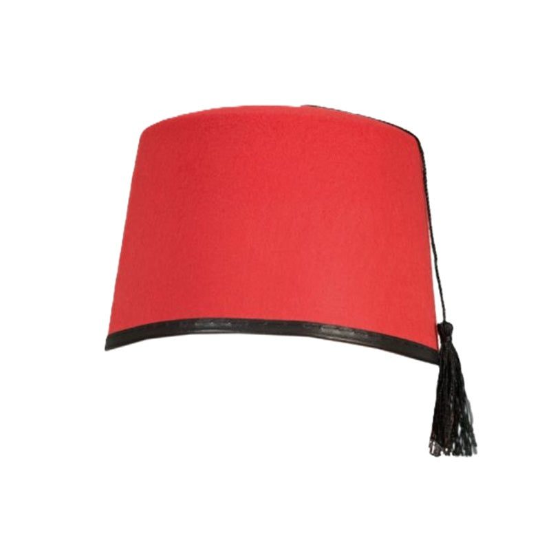 Red Fez - Black Tassel & Trim- Dr Who Aladdin - Costume Accessory - One Size