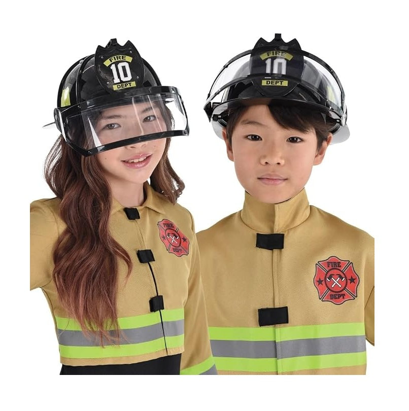 Black/Yellow Fire Fighter Helmet - Plastic - Costume Accessory - Smaller Size