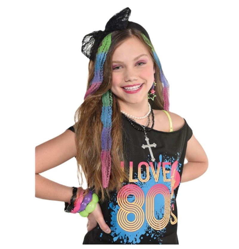 80's Hair Extensions - Combs - 80's - 4-Color - Costume Accessory - All Ages