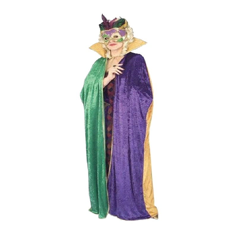 Mardi Gras Cape - Green Purple Gold - Deluxe Costume Accessory - One Size
