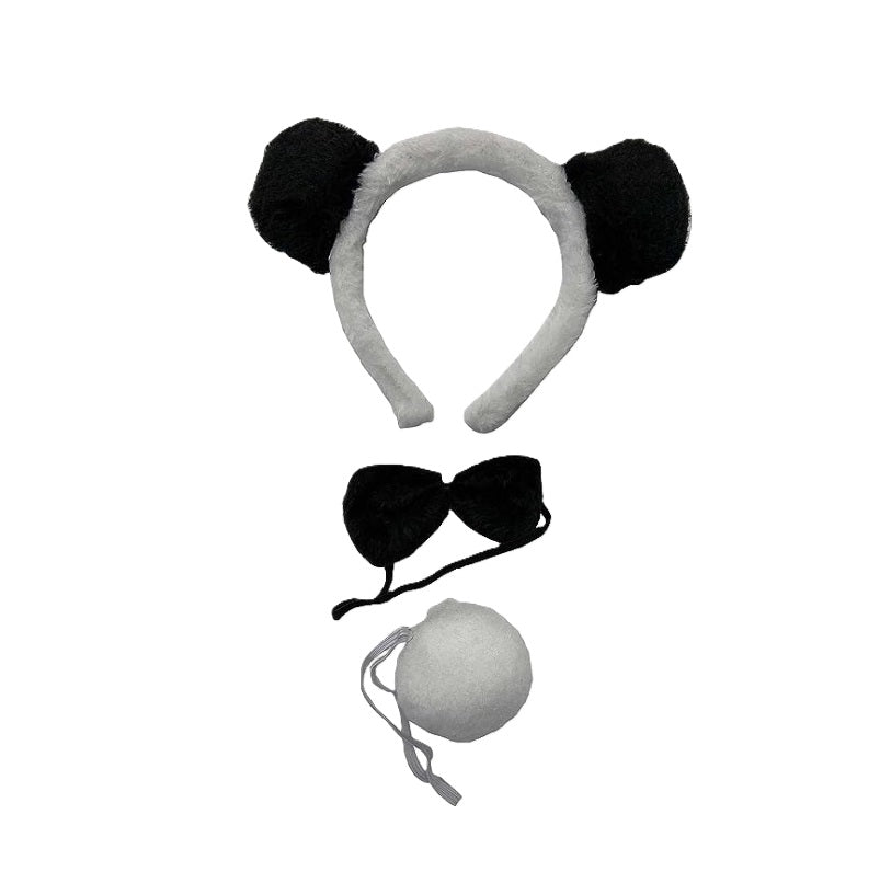Conjunto de orejas y cola de panda - Blanco/Negro - Accesorio de disfraz - Adulto adolescente