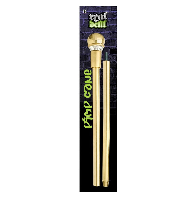 $ Golden Disco Ball Pimp Cane - Staff - Rhinestone - Gold - Costume Accessory