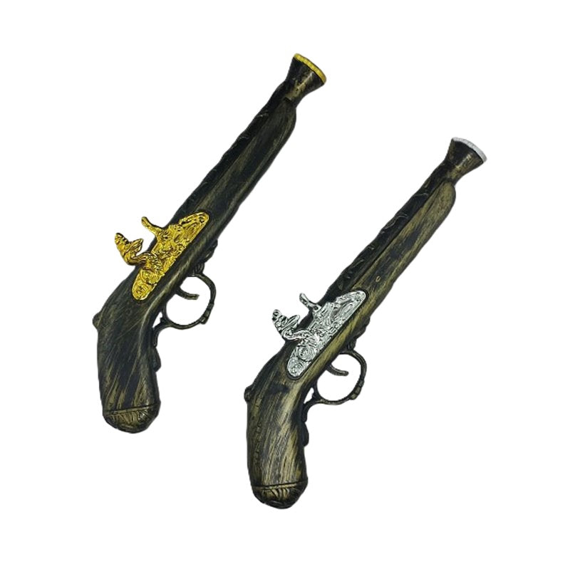 Pirate Pistol - 10" - Plastic - Gold | Silver - Costume Accessory Prop