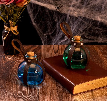 Glass Potion Bottle - Brown Strap - Wizards - Costume Accessory - Prop