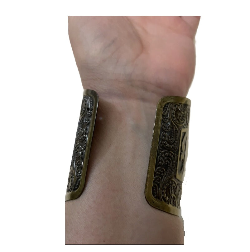Antique Copper Roman Metal Wrist Cuffs - 1 Pair - Costume Accessory - One Size