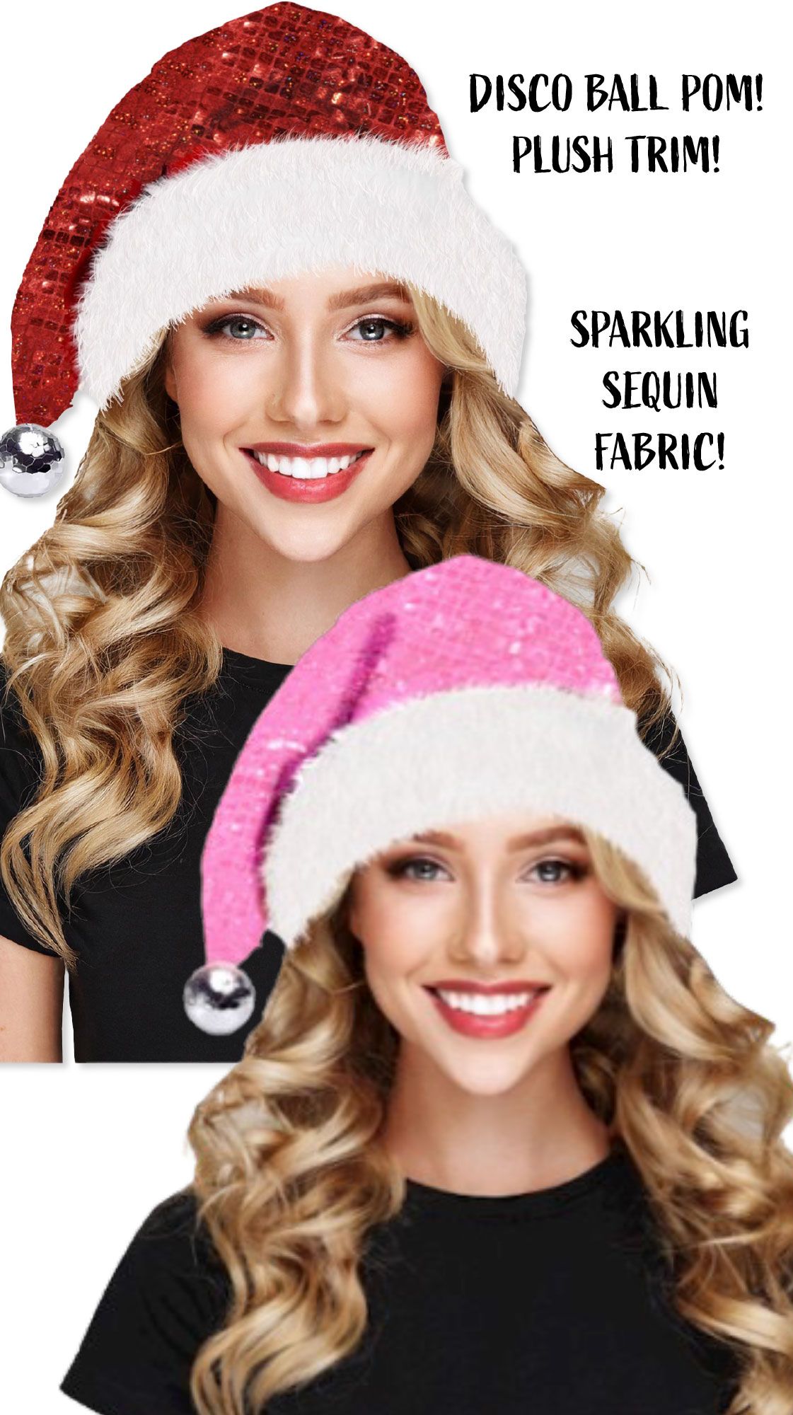 Santa Claus Hat - Red | Pink - Bow - Christmas - Costume Accessory