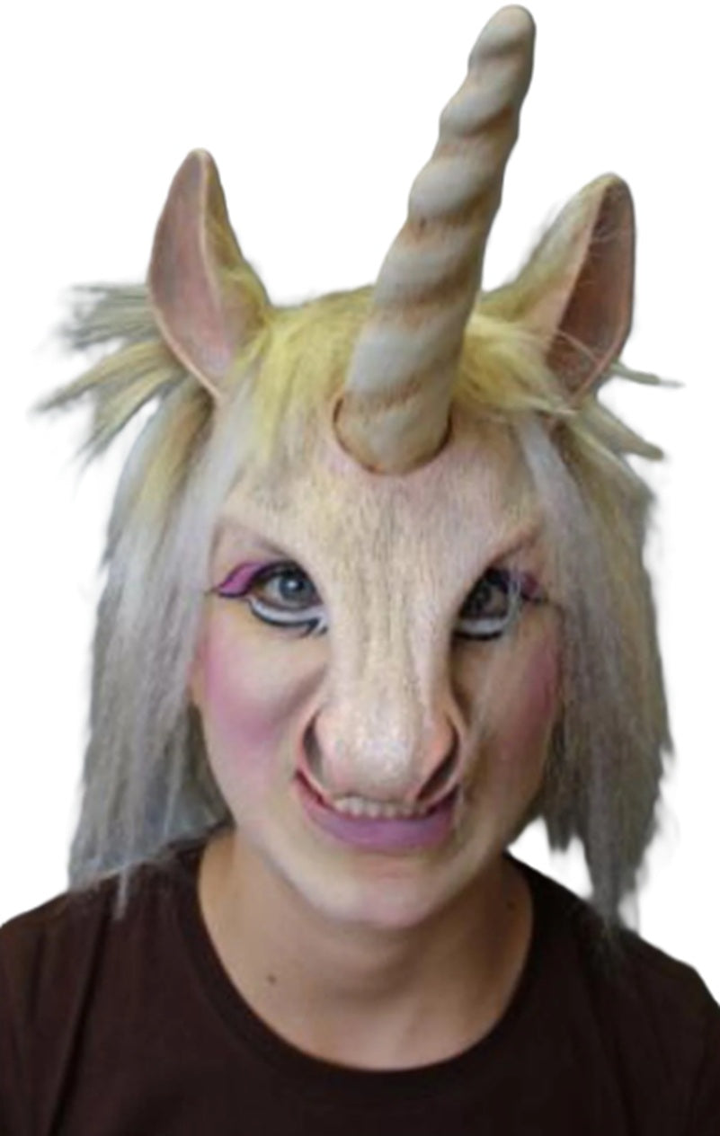 Unicorn Mask Head Piece - Synthetic Hair - Costume Cosplay Accessory