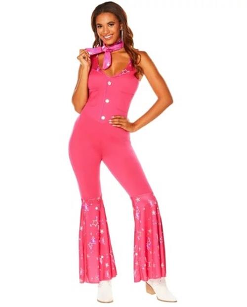 Barbie Cowgirl Jumpsuit Disco Pink Costume Adult Sizes