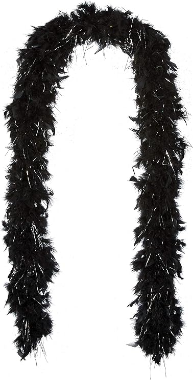 Black Boa - Silver or Gold Lurex - 20's - 80's - Deluxe Costume Accessory