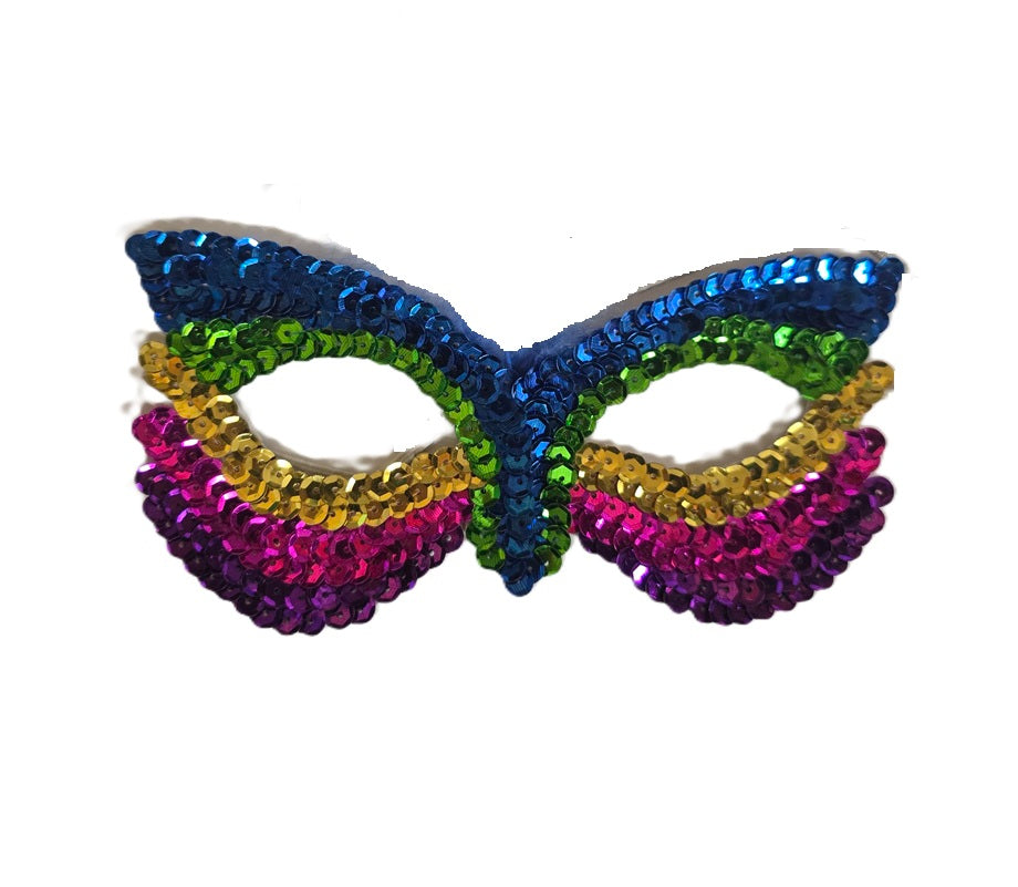 Butterfly Sequin Half Mask - Rainbow - Costume Accessory - One Size