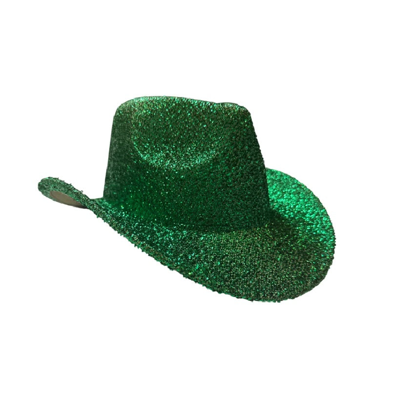 Glitter Cowboy Cowgirl Hat - Mardi Gras - Gold or Green - Costume Accessory