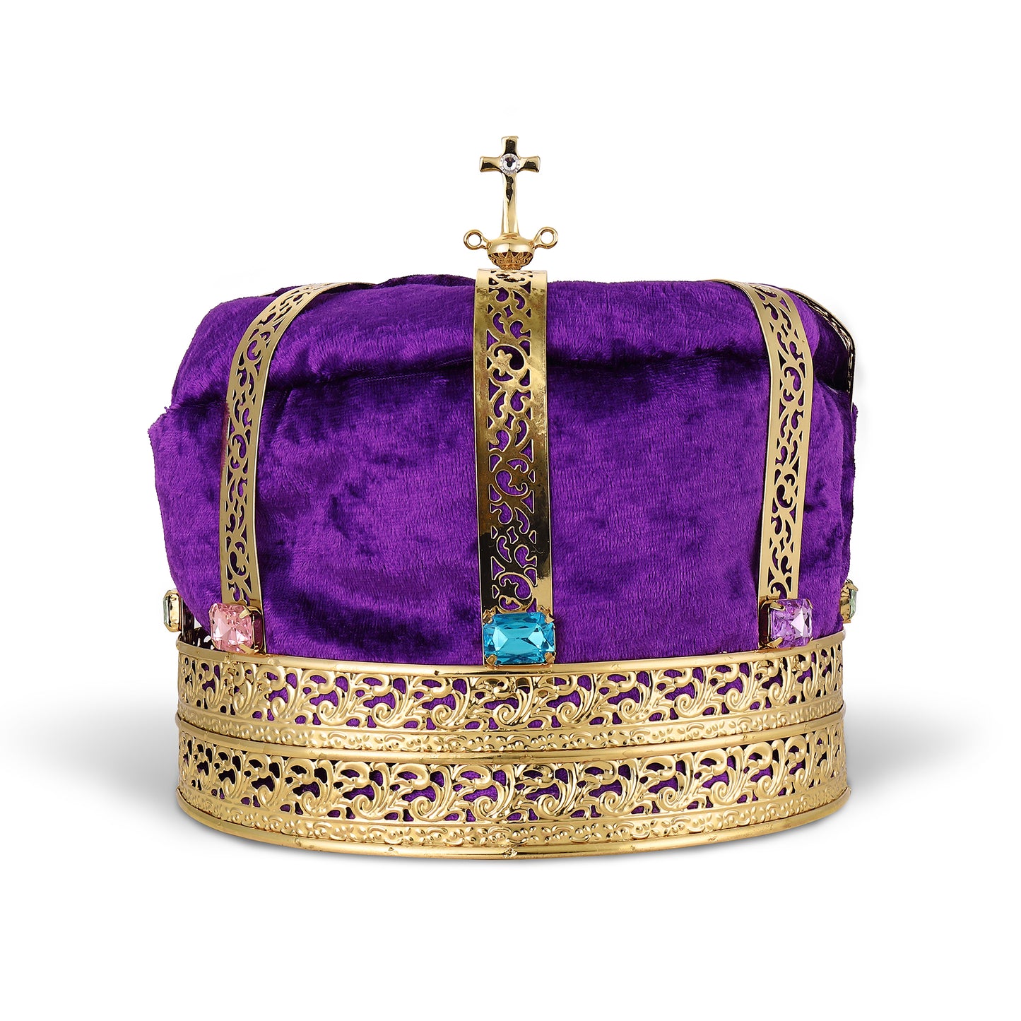 Crown - King Queen - Red or Purple Felt Fabric - Costume Accessory - One Size