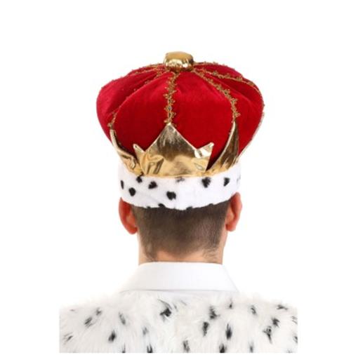 King Queen Crown - Soft Velvet - Dark Red - Costume Accessory - One Size