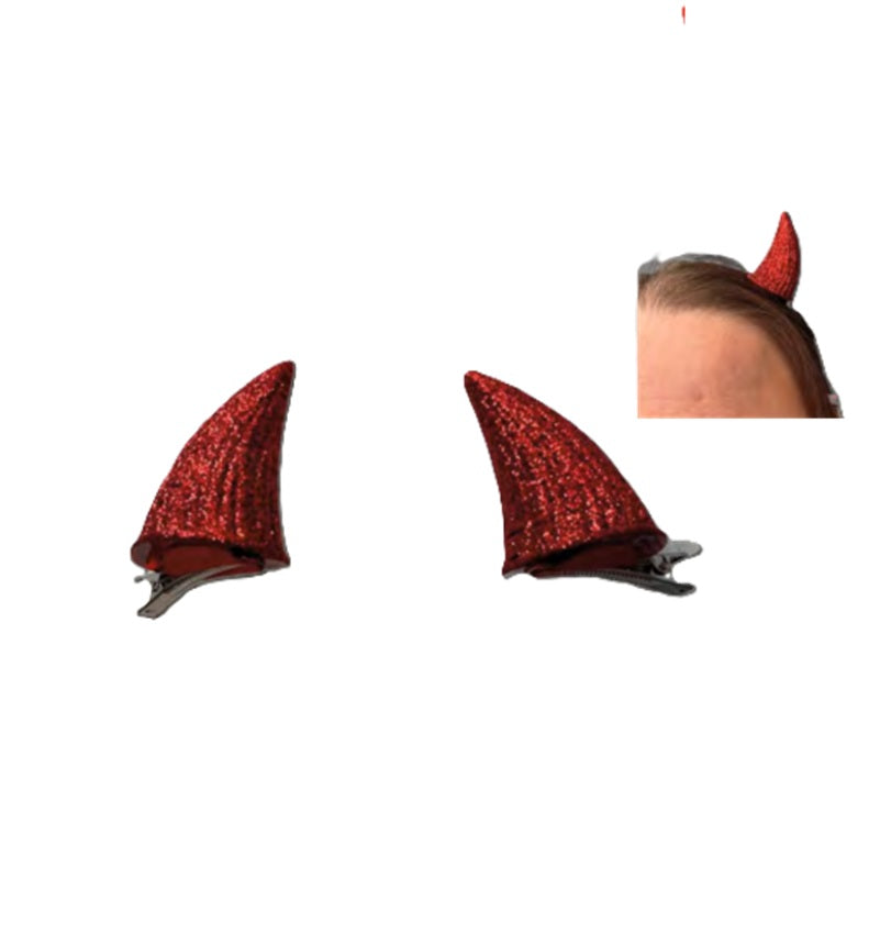 Clip On Devil Horns - Red Glitter - Costume Accessory - One Size