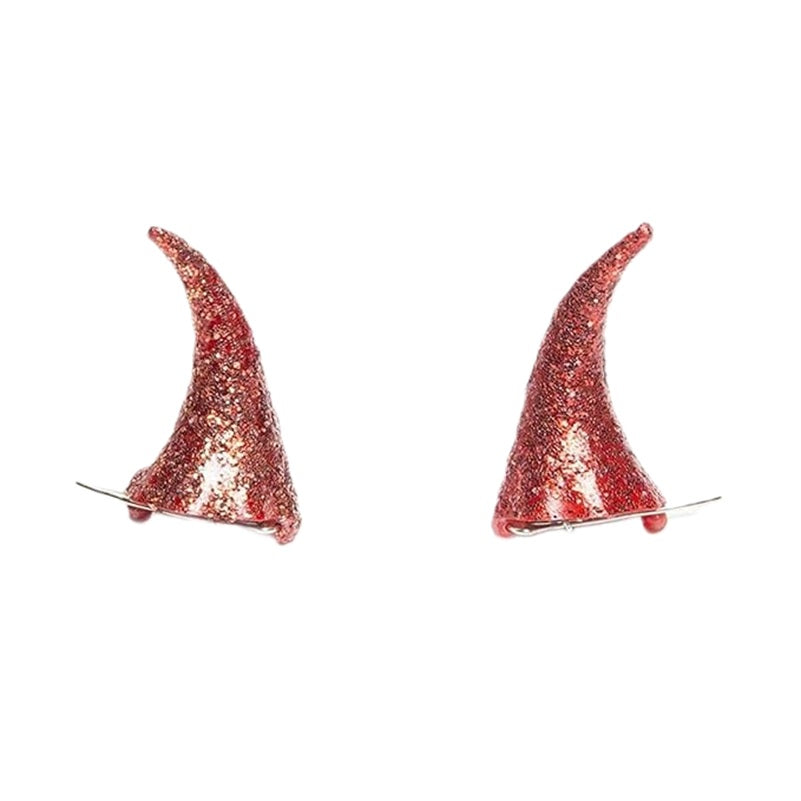 Red Glitter Clip On Devil Horns - Costume Accessory - One Size