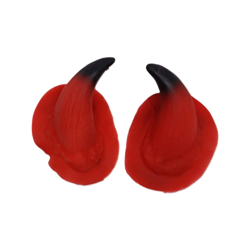 Large Devil Horns - Red/Black - One Pair - Costume Accessory - One Size