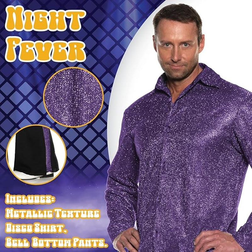 Disco Night Fever - 70's - Purple/Black - Costume - Men - 2 Sizes