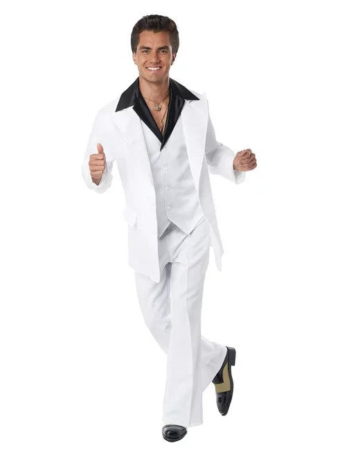 Disco Saturday Night Fever Suit - 70's - White/Black - Costume - Men - 3 Sizes