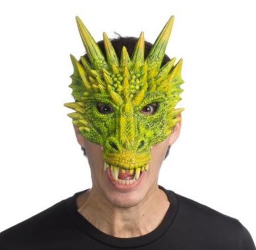 Dragon Half Mask - Soft Latex - Red | Green - Costume Accessory - One Size