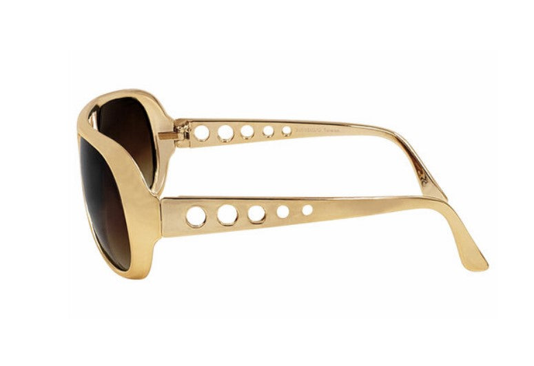 Elvis Aviator Sunglasses - Gold Plastic - Costume Accessory - One Size
