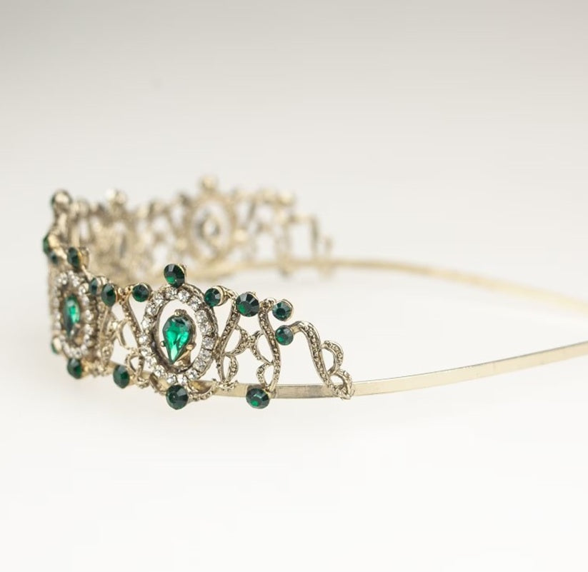 Emerald Look Tiara - Gold/Green - Costume Accessories - One Size