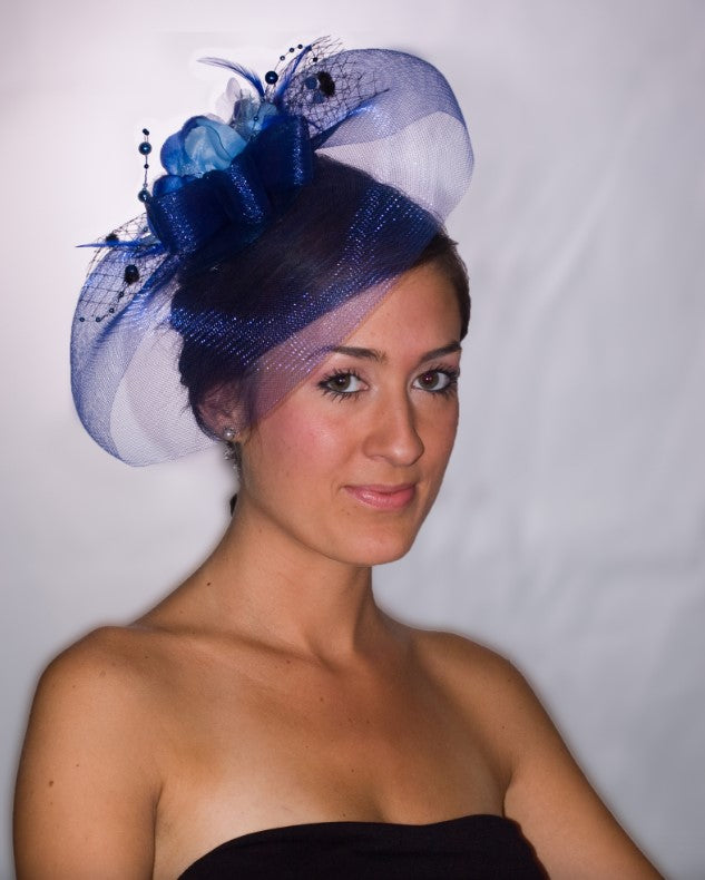 Blue Fascinator - Derby - 20's - Royal - Costume Accessory - One Size