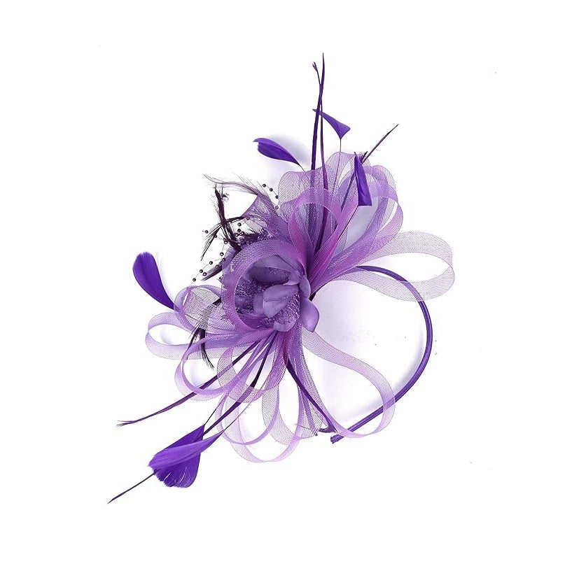 Feather Fascinator - Blue or Purple - 20's - Costume Accessory - One Size