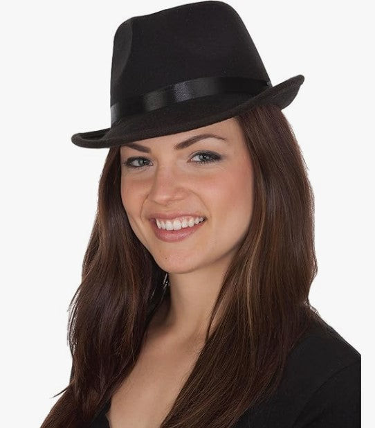 Black Fedora Gangster Soft Felt 1920's Deluxe Costume