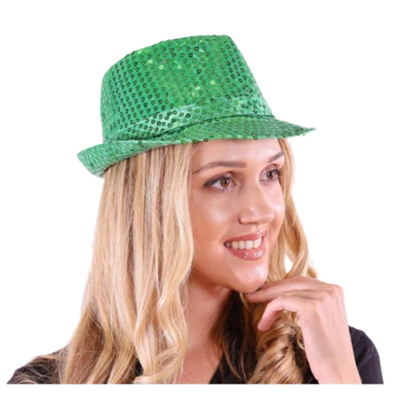 Green Fedora - Black Band - St Patrick's Day - Mardi Gras - Costume Accessory