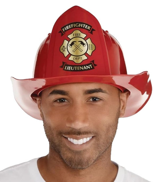 Fire Lieutenant Hat - Firefighter - Red - Plastic - Costume Accessory - Adult