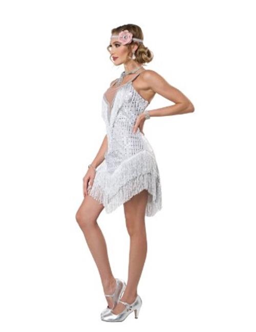 All that Jazz Flapper - Roaring 20's -  White/Silver - Costume - Women - 3 Sizes