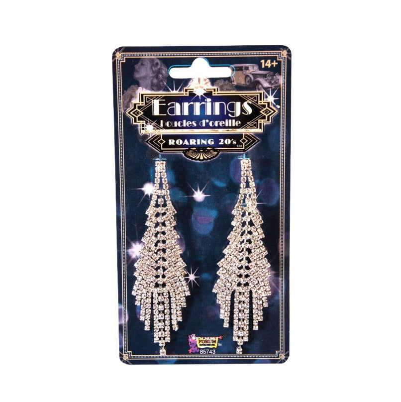 1920's Flapper Chandelier Earrings - Rhinestone - Costume Accessories