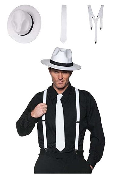 Gangster 3-Piece Set - 1920's - Costume Accessories - One Size - Black or White