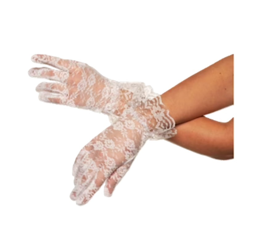 White Floral Lace Gloves - 50's - 80's - Costume Accessories - One Size