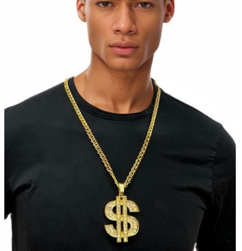 Oversized Dollar Sign Necklace - Gangster - Pimp - Disco - Costume Accessory