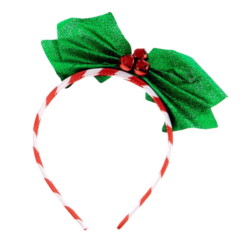 Holly Sprig Candy Headband - Glitter Bow & Bells - Christmas - Costume Accessory