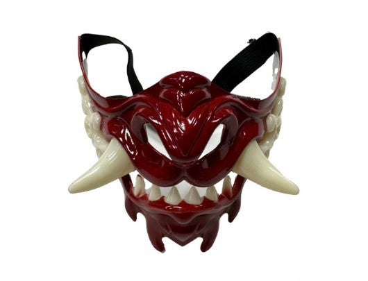 Japanese Style Oni Half Mask - Light Up - Red - Costume Accessory - Adult Teen