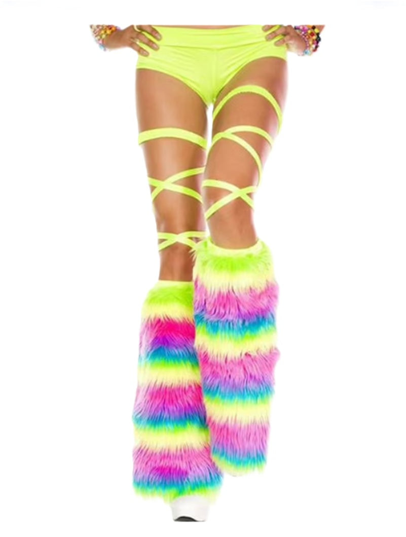 70's 80's Faux Fur Leg Fuzzy Warmers - Costume Accessories - One Size - 2 Colors