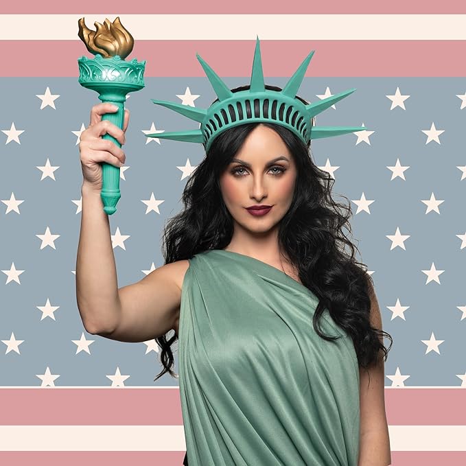 Green/Gold/Silver - Statue of Liberty Torch - Rubber - Costume Accessory Prop