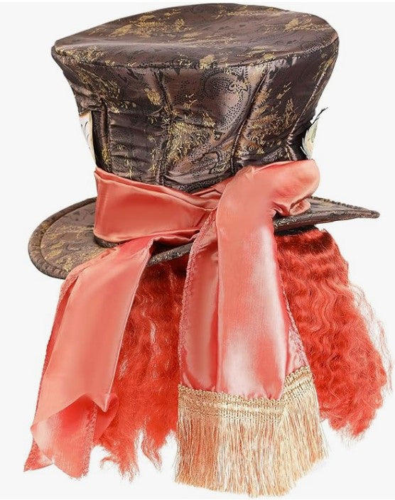 Mad Hatter Hat with Hair - Alice in Wonderland - Costume Accessory - One Size
