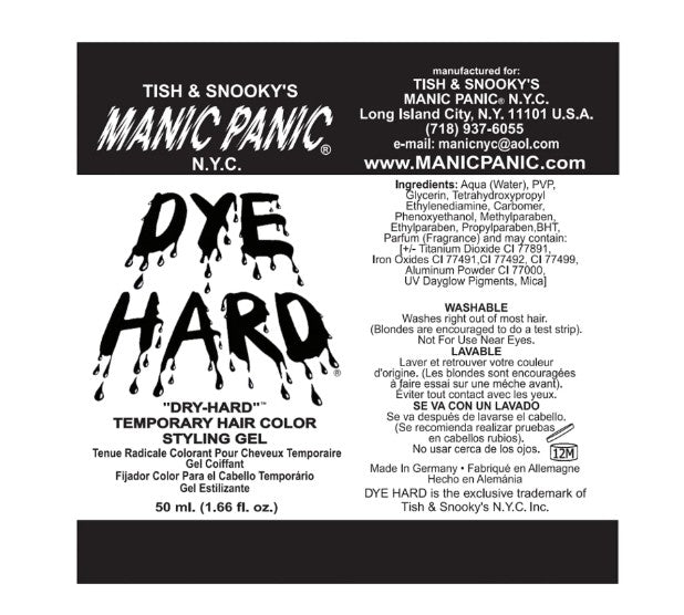 Hair Color Styling Gel - Dye Hard - Costume - Cosplay - 2 Colors